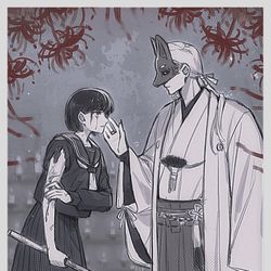 This is a pixiv picture whose title is 狐その尾を濡らす.