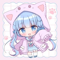 This is a pixiv picture whose title is 萌え袖ねこパーカー🐱🐾.