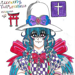 This is a pixiv picture whose title is メルウェンディ・ヴァンフルリベル✝️⛩️👺👻👒📿🍟🍻🎀👜🍙🪄🔮.