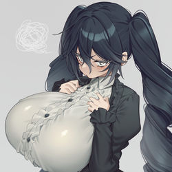 This is a pixiv picture whose title is 目つきの悪いチビ巨乳ちゃん.