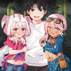 This is a pixiv picture whose title is マスターとお化け屋敷チャレンジ.