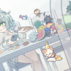 This is a pixiv picture whose title is のんびりイラスト「フルーツ狩り」.