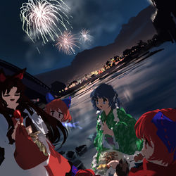 This is a pixiv picture whose title is 草の根 夏祭り.