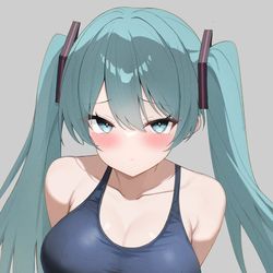 This is a pixiv picture whose title is スク水ミクさん.