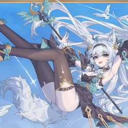 This is a pixiv picture whose title is 空降の魔法少女.