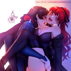 This is a pixiv picture whose title is Kasumi x Makoto (Patreon Sketch).