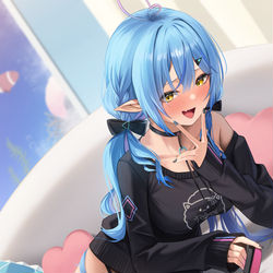 This is a pixiv picture whose title is ラミィちゃんとゲームでいちゃいちゃ.