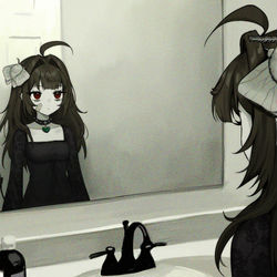 This is a pixiv picture whose title is 鏡.