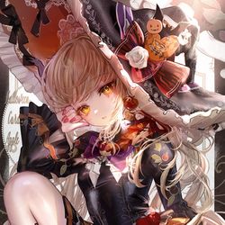 This is a pixiv picture whose title is ハロウィンゴシック魔女🎃キャラメルアップルコーデ.