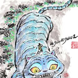 This is a pixiv picture whose title is 【極道畫師】貓與鳥.