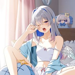 This is a pixiv picture whose title is 朝かなたそ.