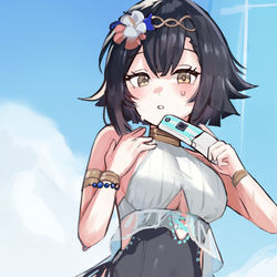 This is a pixiv picture whose title is ボス、あたしの水着どう…？.