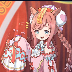 This is a pixiv picture whose title is パドックで目が合うとﾃﾞｶ袖をﾌﾘﾌﾘしてくれるデジたん.