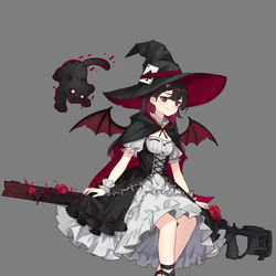 This is a pixiv picture whose title is 【OC】万圣换装三弹-嘉萘缇/哥特小魔女.