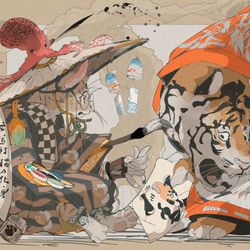 This is a pixiv picture whose title is 筆をとる.