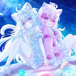 This is a pixiv picture whose title is 【委托】海边贴贴~.