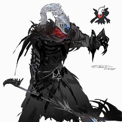 This is a pixiv picture whose title is ダークライモチーフの騎士.