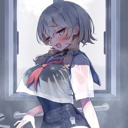 This is a pixiv picture whose title is 「い、一緒にシャワーする？」.