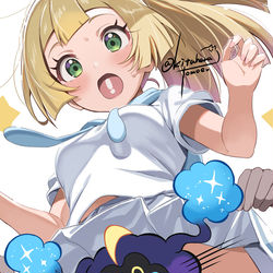 This is a pixiv picture whose title is Request⭐リーリエのスカートめくられ！.