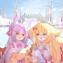 This is a pixiv picture whose title is 贴贴狐.