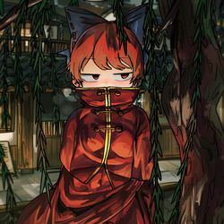 This is a pixiv picture whose title is 人里の不審者出没情報.