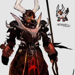 This is a pixiv picture whose title is メガヘルガーモチーフの騎士.