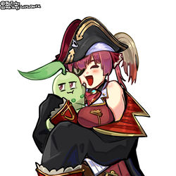 This is a pixiv picture whose title is Marine & Chikorita.