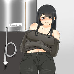 This is a pixiv picture whose title is 高カロリー膨腹お姉さん.