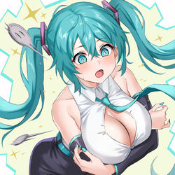 This is a pixiv picture whose title is やはり少し胸が大きい気がする初音ミク.