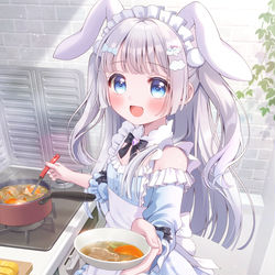 This is a pixiv picture whose title is 豚汁の味見してくれる？.