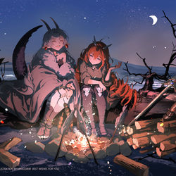 This is a pixiv picture whose title is 篝火/かがり火.