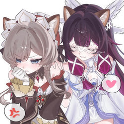 This is a pixiv picture whose title is 「耳、お揃いだね⸜  ෆ  ⸝‍」.