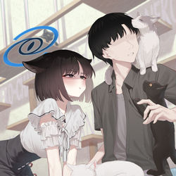 This is a pixiv picture whose title is キキョウとデートシリーズその11：猫カフェ.