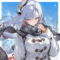 This is a pixiv picture whose title is 冬コーデ申鶴 ❄️.