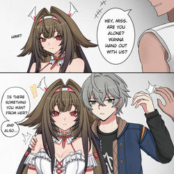 This is a pixiv picture whose title is Don't touch Akira girlfriend💢😤.