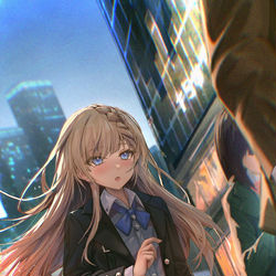 This is a pixiv picture whose title is 诸位，我喜欢JK佐伯米莉亚.