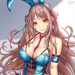 This is a pixiv picture whose title is 水色ゆるふわバニーガールお姉さん🐰.