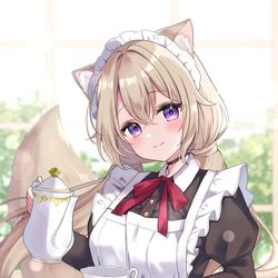 This is a pixiv picture whose title is 「そろそろお茶にしましょうか、ご主人さま」.