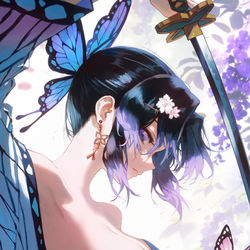 This is a pixiv picture whose title is 「飛べ、蝶よ」.