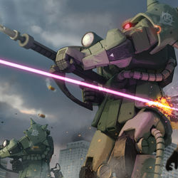 This is a pixiv picture whose title is ザクⅡJ型.