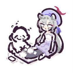 This is a pixiv picture whose title is 미치루 꼬리 손빨래.