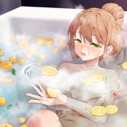 This is a pixiv picture whose title is 柚子湯に誘う幼馴染さん.