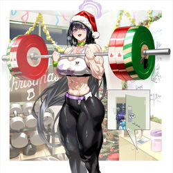 This is a pixiv picture whose title is クリスマスの筋トレ.