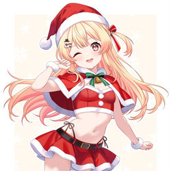 This is a pixiv picture whose title is サンタコス奏ちゃん🎹✨🎅.