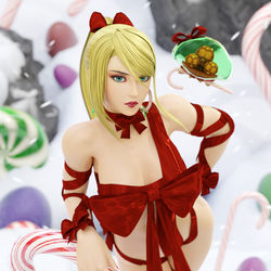 This is a pixiv picture whose title is Gift Wrapped Samus.