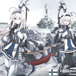 This is a pixiv picture whose title is 海防戦艦娘 ヴァイナモイネン&イルマリネン.