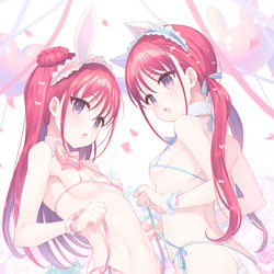 This is a pixiv picture whose title is 🐰🐱.