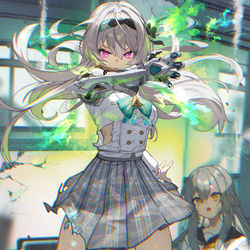 This is a pixiv picture whose title is 『学園潜入護衛任務』.