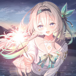 This is a pixiv picture whose title is 制服ホタルちゃん💚🤍.