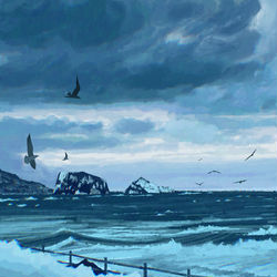 This is a pixiv picture whose title is 冬日海边.